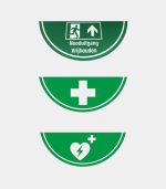 Glow in the dark vloerstickers nooduitgang, EHBO en AED