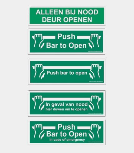 6 verschillende nooddeur stickers