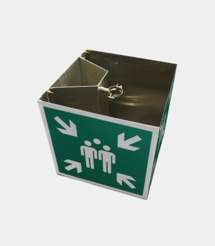 vierkant verzamelplaats bord vanaf boven