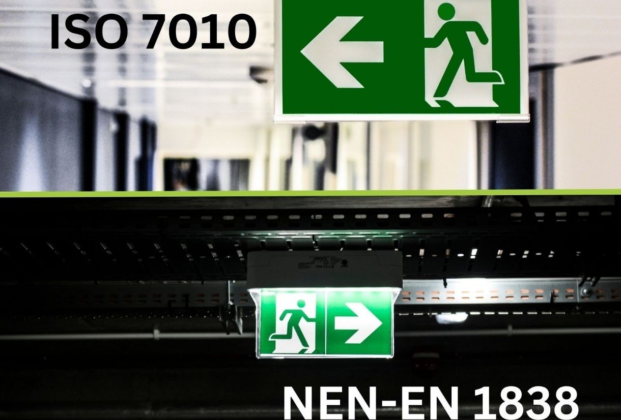 ISO 7010 bord tegen een NEN-EN 1838 bord