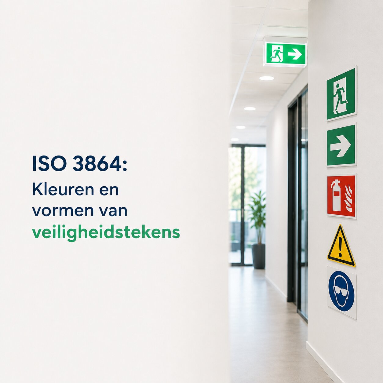 muur met verschillende veiligheids tekens voor iso 3864